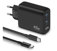 45W 2-Port USB C Rápido Cargador para Samsung Galaxy S26 Ultra Plus S25 S24 S23 S22 FE 5G, S10 S9 S8, Note 20 10 9 8, A55 A53 A52 A35 A25 A15, USBC Carga Rápida Adaptador Enchufe y Cable Tipo C 2M