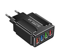 45W 4 USB Cargador RáPido USB 3.0 Cargador de MóVil Cargador de Viaje RáPido Adaptador EstáNdar Cabeza de Carga de -Enchufe de la UE