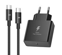 45W Cargador Carga Rapida con 3M Nylon Cable USB C Carga Rapida, Enchufe Tipo C para Samsung Galaxy S26 Ultra/ S26/ S25/ S24/S23/S22/A73/A57 A56/A55/A54/A15/A14, Cargador Movil Cabezal Cargador Tipo C