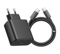45W Cargador Carga Rapida para Samsung Galaxy S25 Ultra/S24/S23+/S22/S21/Note 20 10/A56/A55/Z Fold 7/iPhone 17 16 15/iPad, Cargador USB C Charger Adaptador Enchufe Tipo C Carregador con Cable USB C 2M