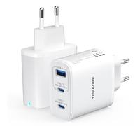 45W Cargador Tipo C 2-Pack, Super Rapida Cargador Carga de 3 Puertos, GAN PD 3.0 PPS Multiple Enchufe Adaptador para Samsung Galaxy S25/S24/S23/S22 Ultra/S20/S20+/Note 20/10/9/8/A73/A53/A52, Blanco