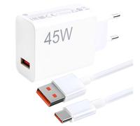 45W Cargador Turbo USB-C + Cable 1M 6A para Xiaomi Redmi Note 14 Pro 5G/Poco X7/M6/Pad 7, Carga Rápida, Seguridad Avanzada, Diseño Durable (Compatible Xiaomi/Redmi/Poco)