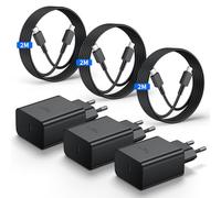 45W Cargador USB C 3Pack, Cargador para Samsung Carga Rapida Compatible con Samsung Galaxy S25 Plus Ultra/S25+/S24/S23/S22/S21/S20/S10/Note20/10/A73/A53 con 2M Cable, Tipo C Enchufe Carga Adaptador