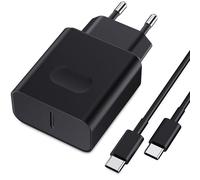 45W Cargador USB C Carga Rapida Enchufe Compatible con Samsung Galaxy S25/S24/S23/S23+/S23 Ultra/S22/S21/S20/Note20/A73/A53/S10 con 2M Cable, Nanaisse Tipo C Cargado Adaptador Cabezal Negro