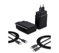 45W Cargador USB C Carga Rapida Enchufe para Samsung Galaxy S25 Ultra/S25+/S25/S24 Ultra/S24/S24+/S23 Ultra/S23/S22 Ultra/S22/S21 Ultra/S20/Note 20/10/9/A73/A53/A52 Tipo C Cargado Cabezal Negro