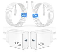45W Cargador USB C Carga Rapida para iPhone 15 16 17 18 Pro MAX Duo, Pixel | Para iPhone 17e 16e Air 16 15 Plus, iPad de USBC, Pixel 11 10 9 8 7, Samsung, 40W PD Adaptador con 2M Original Tipo-C Cable
