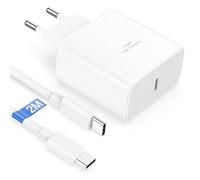 45W Cargador USB C Carga Rapida para Samsung Galaxy S25/S24 Ultra/S23/S22/S21/S20/A55,Cabezal Cargador Tipo C Carga Rápida Enchufe USBC Adaptador Corriente Car-gador Movila con Cable 2M Blanco