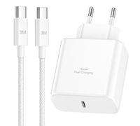 45W Cargador USB C Carga Rapida para Samsung Galaxy S26/S25/S25+/S25 Ultra/S24/S24 Ultra/S23/S22/S21/A55/A54/A16/A15/A14, Tipo C Adaptador Cabezal con 3M Cable USB C Carga Rapida de Nylon