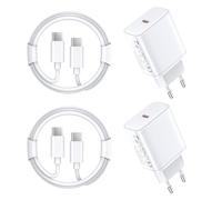 45W Cargador USB C for 17 16 15/17 16 15 Pro/17 16 15 Pro Max/17 Air/16 15 Plus/iPad Pro/iPad Air,Samsung Galaxy S25/S24/S23, 2 Pack Carga Rapida Carregador Enchufe Adaptador Cabezal con 2M Cable