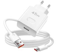 45W Cargador USB Carga Rapida para Honor X8d 600 Lite para Super-Charge Cargador Rapido Enchufe con 1M Cable USB C para Honor 400 Smart 5G 400 Lite 5G Magic6 Lite Pad X9a X8a X7a X6a Pad 8, Blanco