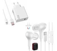 45W Cargador y 1Metro Cable USB C para Xiaomi Redmi Note 14 Pro 15Pro 5G 6A Carga Turbo+Auriculares USB C para Redmi Pad Xiaomi Poco X7 X6 Pro Estéreo Magnéticos Auricular Tipo C con Cable Microfono