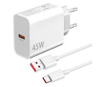 45W para Cargador Xiaomi,Cargador USB y Cable para Redmi Note 15 14 Pro 5G/13 12 11 10 A5 A3,Poco X8 X7 X5 F7 F5 M7 M6 C75 C65,Xiaomi 17 15 13 Lite/14T 13T 12T 15T/12/11T 10T Turbo Carga Rápida,2Pack