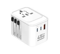 (45W) Universal Power Adapter 45W 65W for Laptops and Devices with USB C and USB A Port Covers 300+ Countries Multicolor