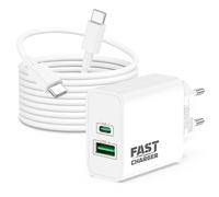 45W USB-C Rapida Cargador para Google Pixel 10/9 Pro/XL/Fold, 9a/8/8a/8 Pro, 7/7a/7Pro, 6/5/4/3, Accesorios Cargador Carga Original 2-Puertos USB-C USB-A + 2M Tipo C Cable