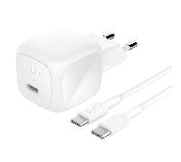 Belkin Cargador de Carga Rápida Compacto de 45W, Cable USB-C a USB-C de 1M Incluido, Power Delivery para Apple iPhone 17, iPhone 16, 15, Samsung Galaxy S25, Pixel 10, iPad, AirPods y Otros - Blanco