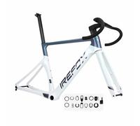 46/49/52cm Cuadro De Bicicleta De Carretera 700C Marco De Eje Pasante De F12×100mm R12×142mm, Cuadros De Freno De Disco De Carbono Con Horquilla, Tija De Sillín Y Manillar Integrado(White,49CM)