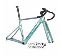 46/49/52cm Cuadro De Bicicleta De Carretera 700C Marco De Eje Pasante De F12×100mm R12×142mm, Cuadros De Freno De Disco De Carbono Con Horquilla, Tija De Sillín Y Manillar Integrado(Groen,49CM)