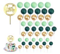 46 Adornos para Tartas con Bolas Verdes y Doradas, Decoración para Pasteles, Mini Globos para Cupcakes, Ideal para Cumpleaños, Baby Shower y Bodas