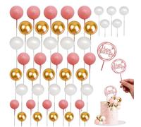 46 Cake Decoration Balls in Green and Gold wmpleaños y Baby Showers- Incluye Adorno de Feliz Cumpleaños2