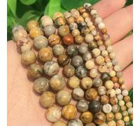 46 cuentas sueltas redondas de piedra natural de 4/6/8/10 mm, ágatas de ojo de tigre, amatistas y cuarzo rosa para hacer joyas, pulseras DIY - Ágata loca - 10 mm (aprox. 32 unidades)