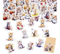 46 pegatinas lindas de gato, divertidas pegatinas para álbumes de recortes, pegatinas de vinilo impermeables Kawaii para diario basura, manualidades, álbum de fotos, planificador, calendario y