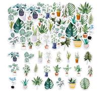 46 pegatinas para plantas en maceta, pegatinas de plantas naturales de tamaño pequeño, juego de pegatinas de decoración para maletas, portátiles, planificadores, calendarios, álbumes de recortes,