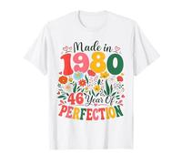 46 Year Old Made in 1980 Retro Floral 46th Birthday Women Camiseta