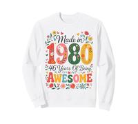 46 Year Old Made in 1980 Retro Floral 46th Birthday Women Sudadera