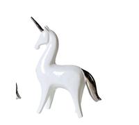 46507 Unicornio Starlet Porcelana Blanco Vidriado Con Plateado Cuerno & Ramble