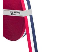46m x 25mm Cinta Colorido Correa de Correas de Cincha de Poliéster - 1,3mm espesor, Cinta para Decoración Bricolaje Craft Mochila Flejes Delantal Bolsas, Rojo / Blanco / Azul, TKB5074 redwhiteblue