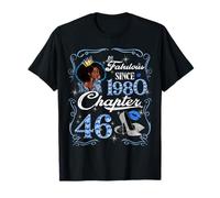 46th Birthday Black Queen Chapter 46 Fabulous Since 1980 Camiseta