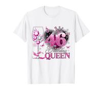 46th Birthday Queen Pink Wine 46 Years Old Women Girls Camiseta