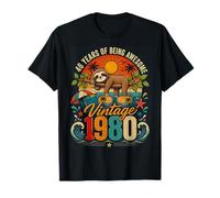 46th Birthday Retro Sloth Tropical Vintage 1980 46 Years Old Camiseta