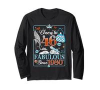 46th Birthday Women Cheers to 46 Years Fabulous Since 1980 Manga Larga