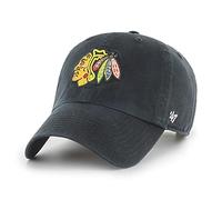 47 Chicago Blackhawks NHL Clean Up Gorra de béisbol unisex, ajustable, logotipo amarillo, negro, Negro, Talla única