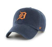47 Detroit Tigers MLB Clean Up - Gorra de béisbol unisex, ajustable, logotipo naranja, azul marino vintage, azul marino, Talla única