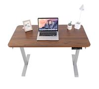 47 Inch Small Desk Single Motor Electric Height Adjustable Desk for Office Home-Grey Frame+Walnut Broad Study Desk with Storage