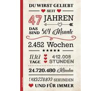 47 Jahre Geburtstag: Geburtstagsgeschenk für 47 Jährige kleines Geschenk zum 47ten Geburtstag für Frauen A5 Buch liniert für Notizen als Tagebuch mit schönem Spruch zum 47th Geb. HAPPY BIRTHDAY