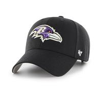 '47 NFL Baltimore Ravens MVP Gorra de béisbol unisex, cierre de velcro ajustable, talla única, logotipo del equipo, color negro, Negro , Talla única