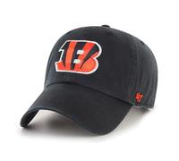 '47 NFL Cincinnati Bengals Clean Up Gorra de béisbol unisex, cierre de correa ajustable, talla única, logotipo del equipo, color negro, Negro , Talla única