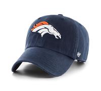 '47 NFL Denver Broncos Clean Up Gorra de béisbol unisex, cierre de correa ajustable, talla única, logotipo del equipo, color azul marino, azul marino, Talla única