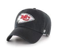 '47 NFL Kansas City Chiefs Clean Up Gorra de béisbol unisex, cierre de correa ajustable, talla única, logotipo del equipo, color negro, Negro , Talla única