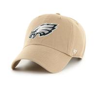 '47 NFL Philadelphia Eagles Clean Up Gorra de béisbol unisex, cierre de correa ajustable, talla única, logotipo del equipo, color caqui, caqui, Talla única