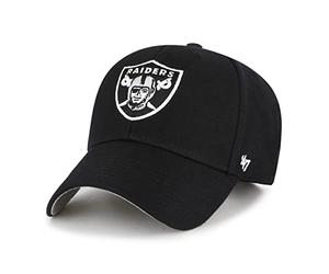 '47 Oakland Raiders Hat NFL Authentic Brand MVP Adjustable Velcroback Black Football Cap Adult One Size Men &; Women 85% Acrylic 15% Wool, Negro , Talla única