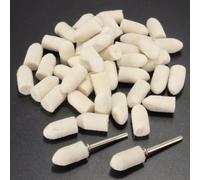 47 ruedas de pulido de fieltro de lana con varilla de conexión para herramientas giratorias utilizadas en pulido y molienda de metales ferrosos, piedras, vidrio y cerámica