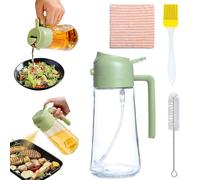 470 ml vaporizador de aceite de cocina 2 en 1 de vidrio reforzado | Kit con cepillo de aceite, cepillo de limpieza y limpiaparabrisas, calidad alimentaria | Para hornear, freír aire, parrillas