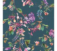 47454 - Flora Verano Ramo Gris Azul Verde Galerie Papel Tapiz