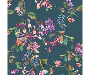47454 - Flora Verano Ramo Gris Azul Verde Galerie Papel Tapiz