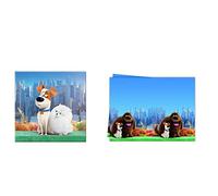4759, Pack fiesta cumpleaños Mascotas, the secrets lifes of pets, compuesto por mantel fiesta 120x180 cm y paquete de 20 servilletas de papel 33x33 cm