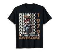 47th Birthday Dog Lover February 1979 Vintage 47 Years Old Camiseta